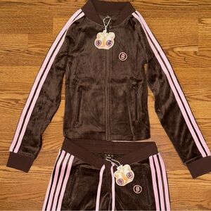 BODY BY RAVEN VELOUR TRACKSUIT BROWN/PINK